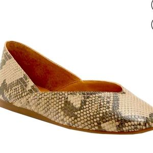 Lucky Brand Alba Snakeskin Leather Flat, Size 8.5